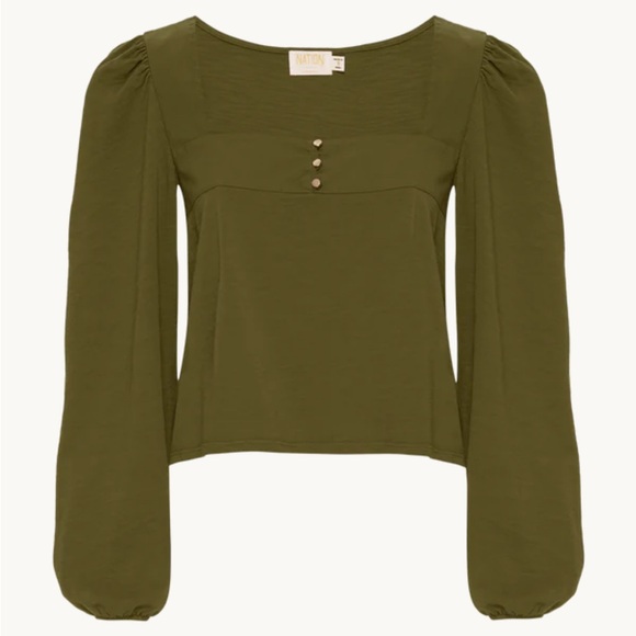 Nation LA Olive Long-Sleeve Pascale Top Size M Puffy Sleeve Poplin NWOT - Picture 3 of 10